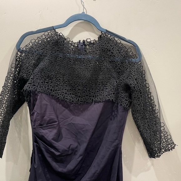 Lela Rose Women's Purple Viscose Sheer Embroidered Midi Dress Size 8 - Picture 5 of 9